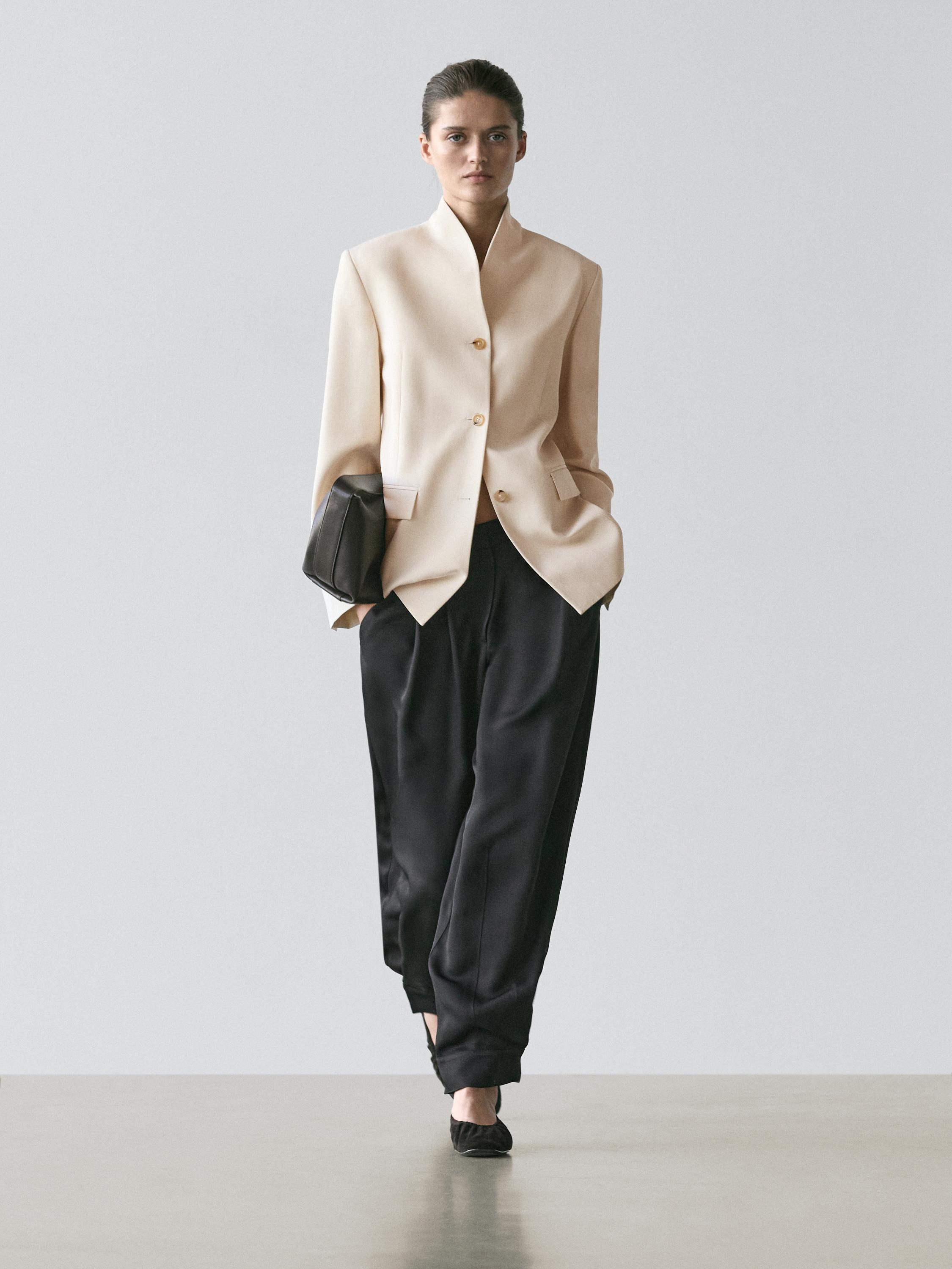 Veste satinée à col montant
